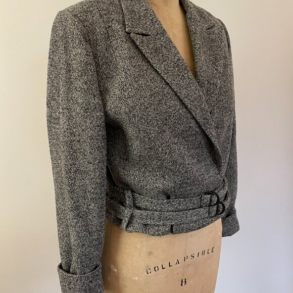 Shipley Halmos Barney's Wool Salt Pepper Blazer Fully Lined Designer Wool Tweed - Picture 4 of 13